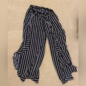 flowy striped ruffled pants